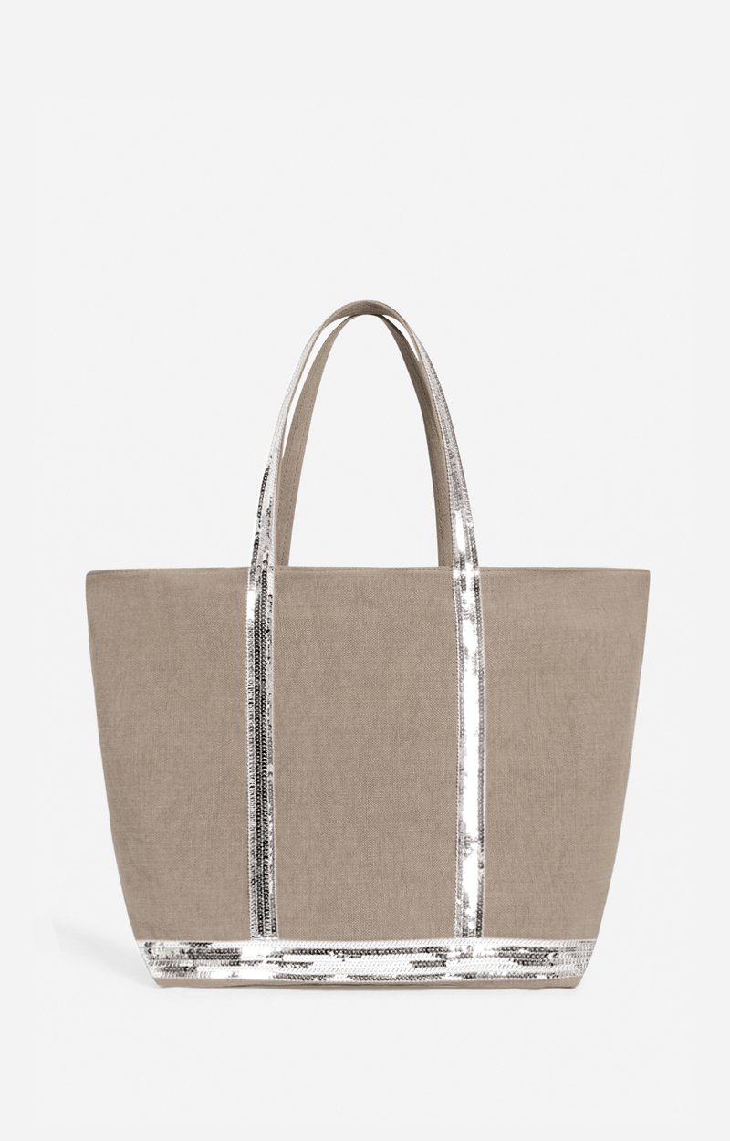 Linen L Zipped Cabas Tote, Shoulder carry, zip closure