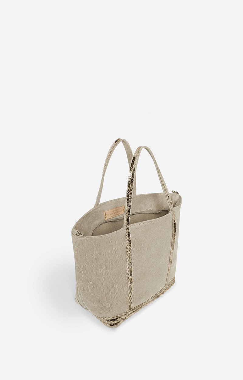 Linen S Cabas Zipped Tote Hand or crossbody carry, zip closure SAND Vanessa Bruno