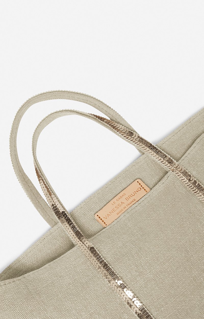 Linen S Cabas Zipped Tote Hand or crossbody carry, zip closure SAND Vanessa Bruno