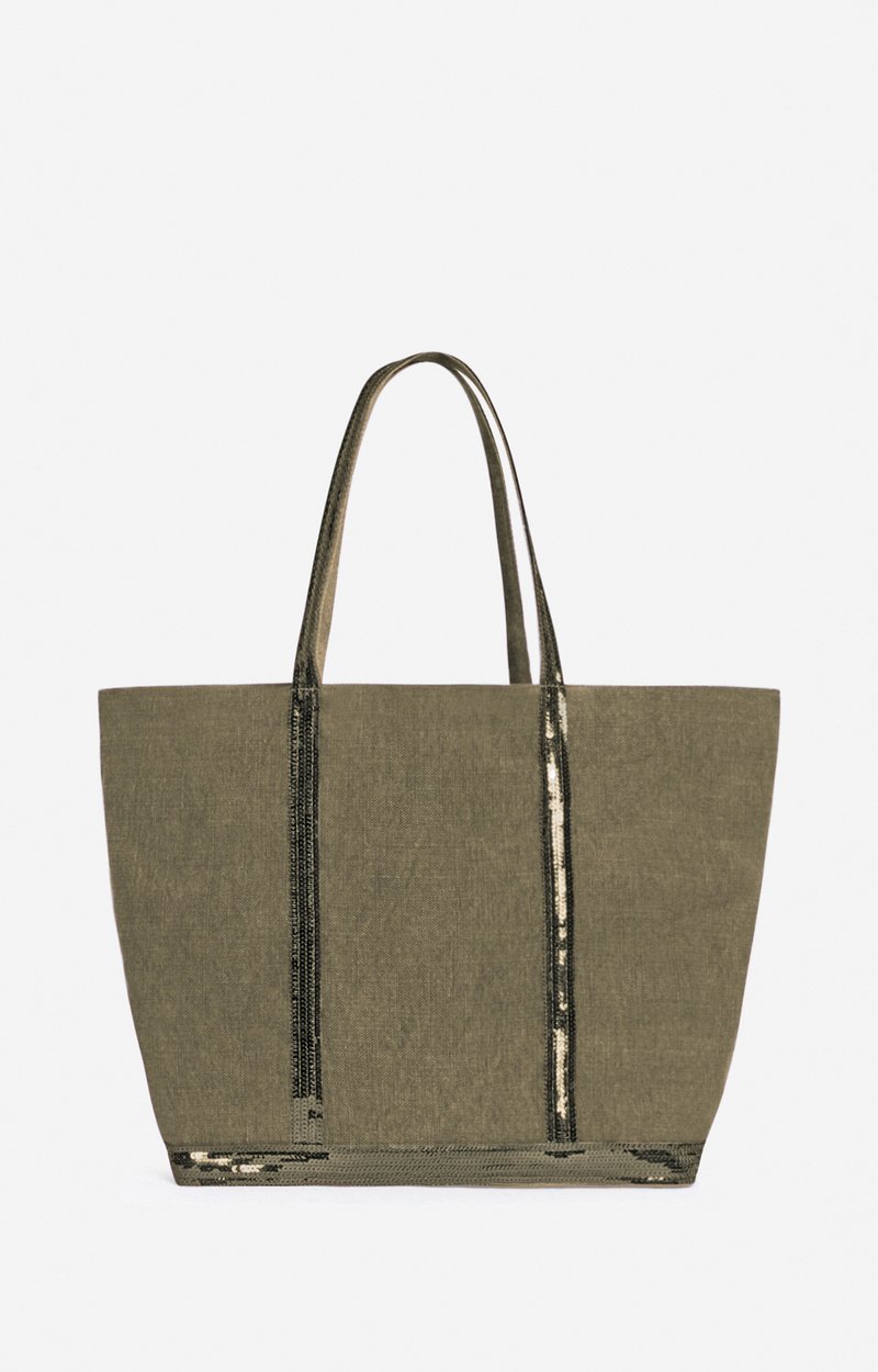 Linen L Zipped Cabas Tote Shoulder carry, zip closure KHAKI Vanessa Bruno