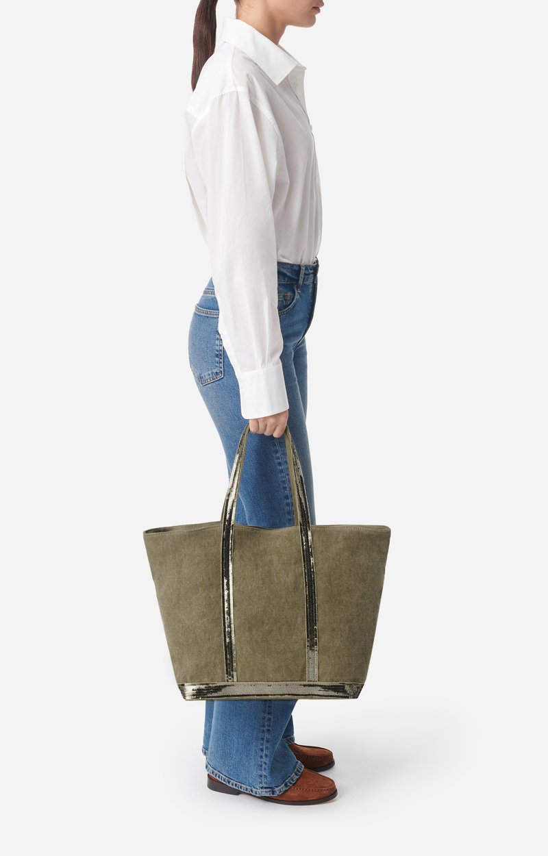 Linen L Zipped Cabas Tote Shoulder carry, zip closure KHAKI Vanessa Bruno