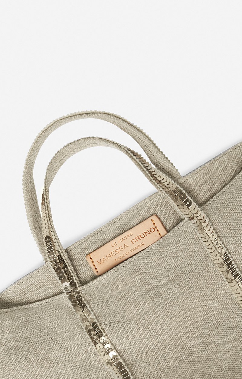 Linen XS Zipped Cabas Tote Hand or crossbody carry, zip closure SAND Vanessa Bruno