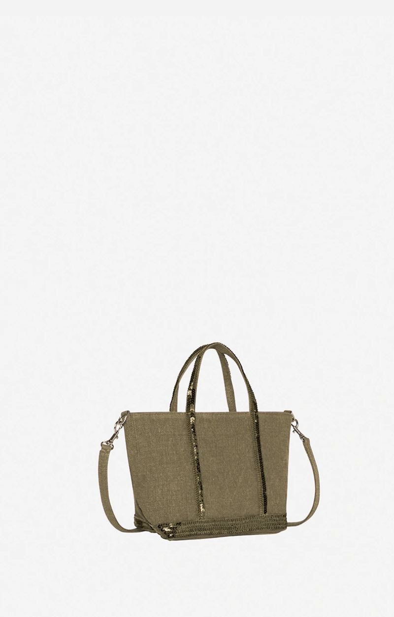 Linen XS Zipped Cabas Tote Hand or crossbody carry, zip closure KHAKI Vanessa Bruno