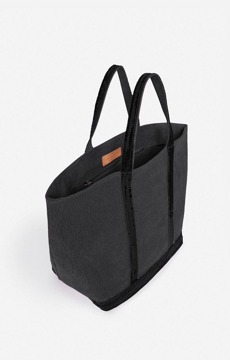 Linen M Cabas Tote Hand carry only, no closure Black Vanessa Bruno
