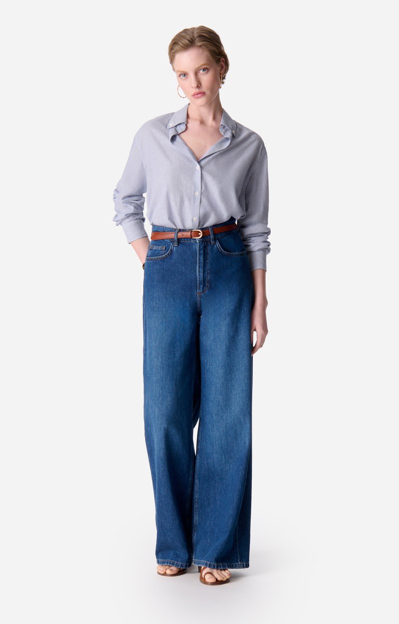 Druyat Shirt 100% Cotton WHITE / BLUE Vanessa Bruno