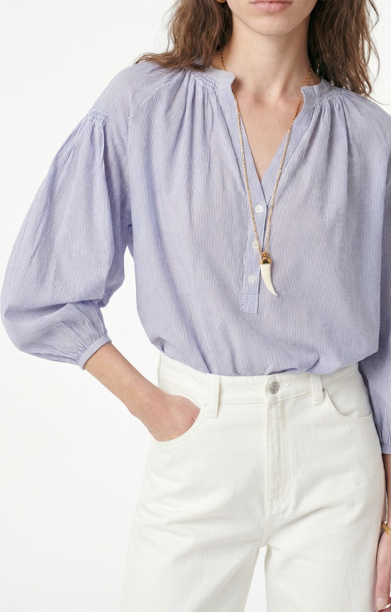 Nipoa Blouse 100% Cotton WHITE / BLUE Vanessa Bruno