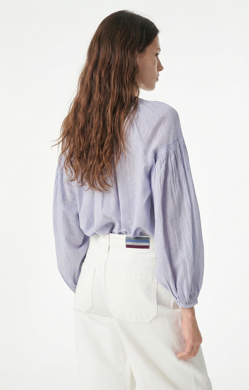 Nipoa Blouse 100% Cotton WHITE / BLUE Vanessa Bruno