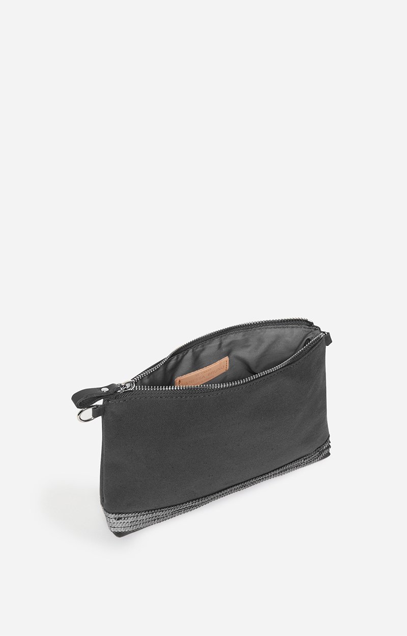 Canvas Zipped Pouch Canvas & Sequins ANTHRACITE Vanessa Bruno