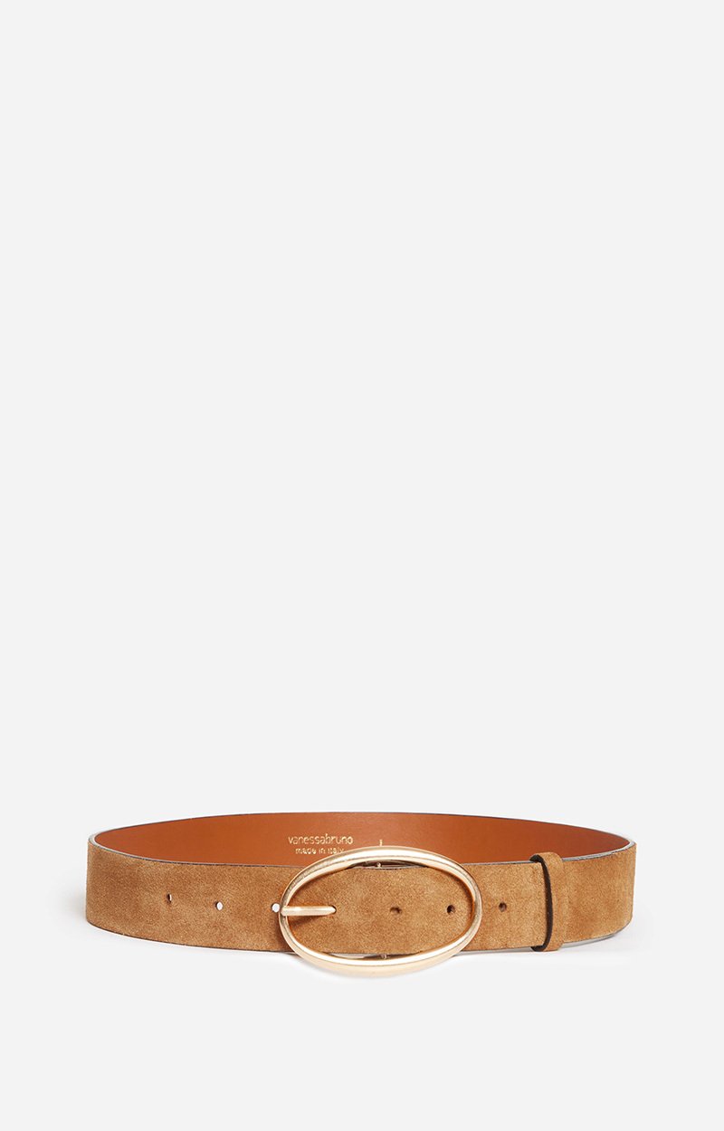 Brown Iris Velvet Leather Belt 35Mm Suede Leather HONEY Vanessa Bruno