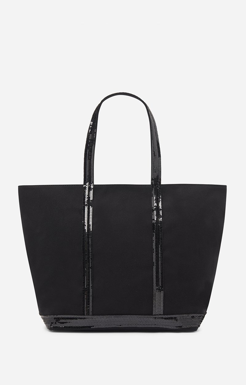 Canvas L Zipped Cabas Tote Shoulder carry, zip closure Black Vanessa Bruno