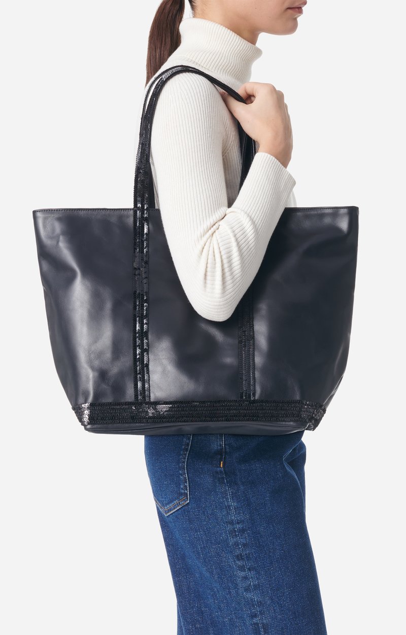 Smooth Leather L Zipped Cabas Tote Shoulder carry, zip closure Black Vanessa Bruno