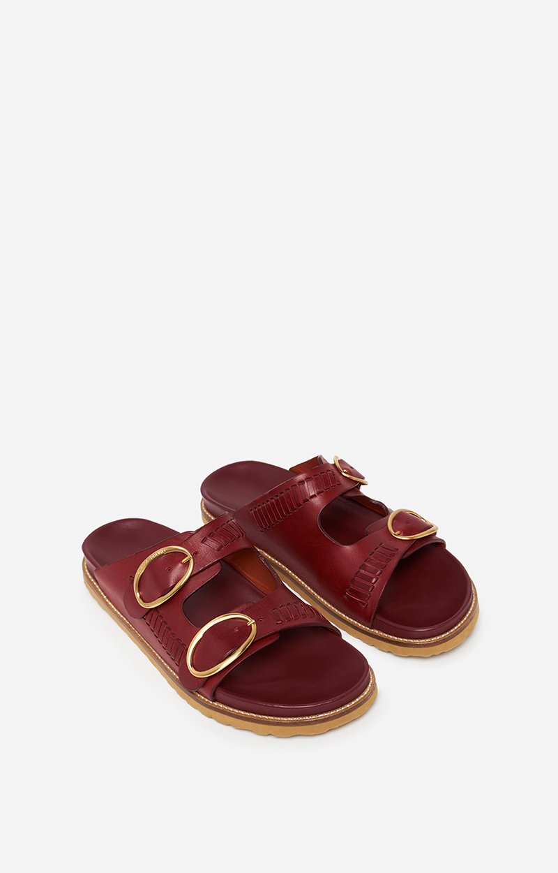 Leather Fussbetts Sandals Flat soles BEET Vanessa Bruno