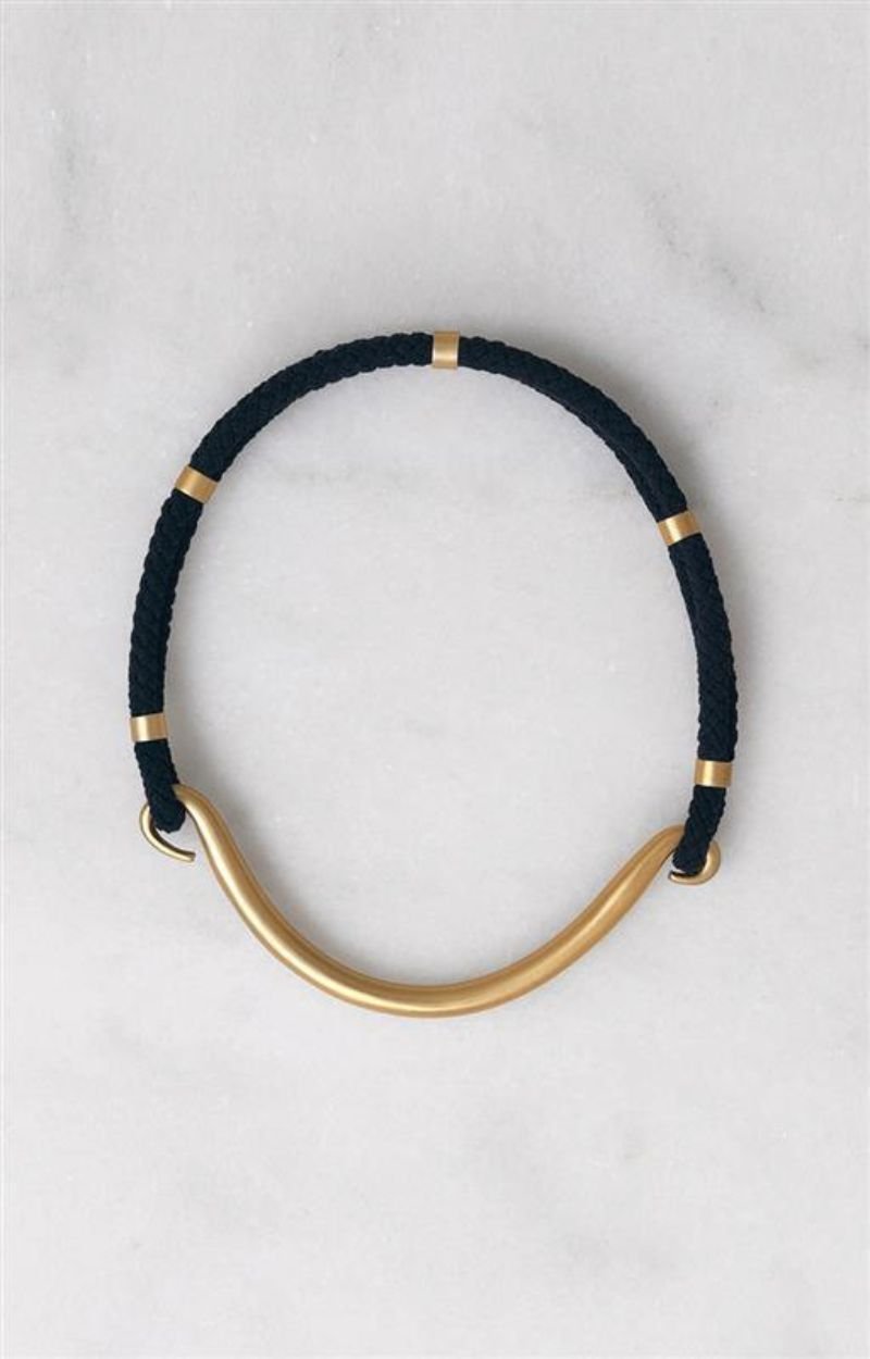 Gold Brass Torque Necklace Gold brass and cord GOLD / BLACK Vanessa Bruno