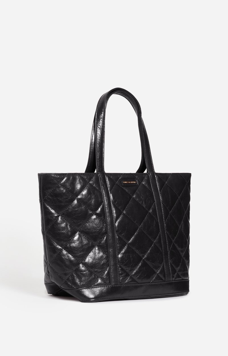 Quilted Leather M Zipped Cabas Tote Shoulder carry, zip closure Black Vanessa Bruno