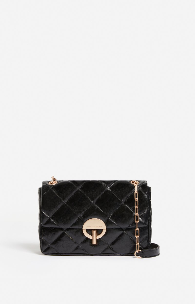 Large Cracked Leather Moon Bag Quilted crackled leather, made in Italy Black Vanessa Bruno
