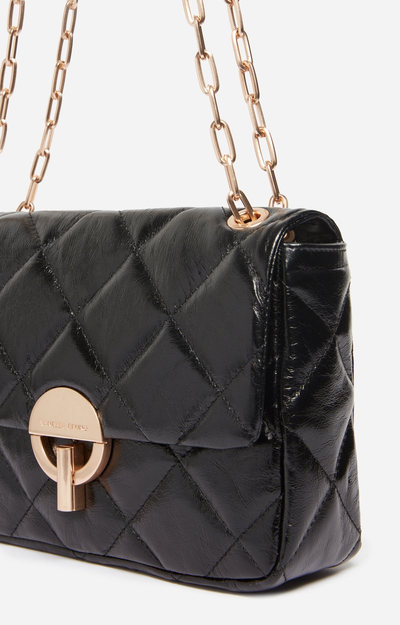 Large Cracked Leather Moon Bag Quilted crackled leather, made in Italy Black Vanessa Bruno