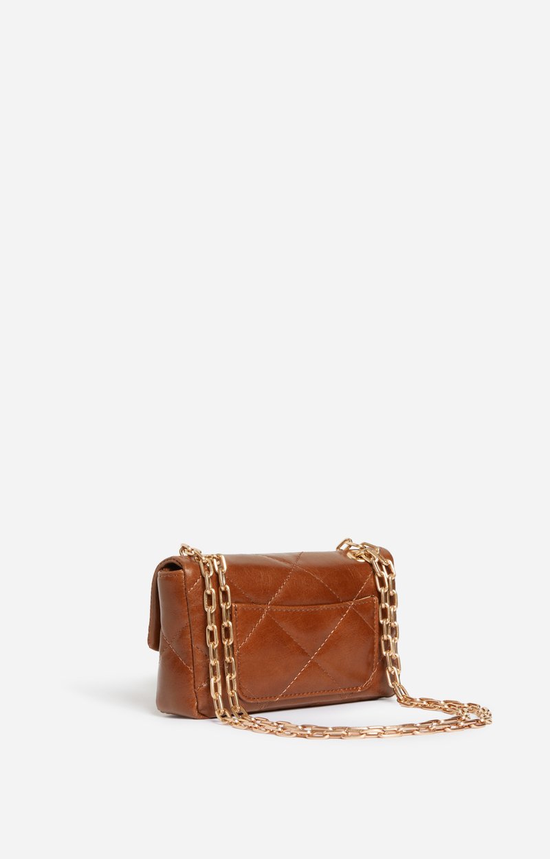 Small Cracked Leather Moon Bag Crackled leather, gold clasp, made in Italy Havana Vanessa Bruno