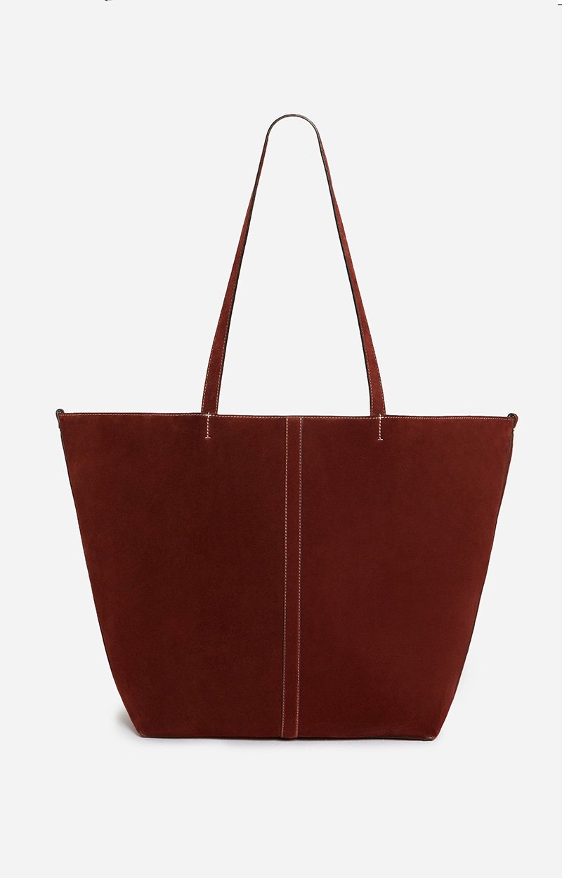 Large Calf Leather Daily Tote, 100% Cowhide Leather