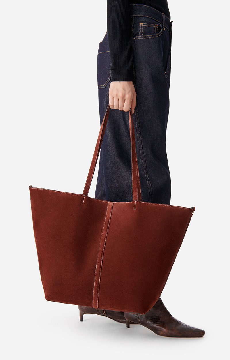 Large Calf Leather Daily Tote 100% Cowhide Leather COGNAC Vanessa Bruno