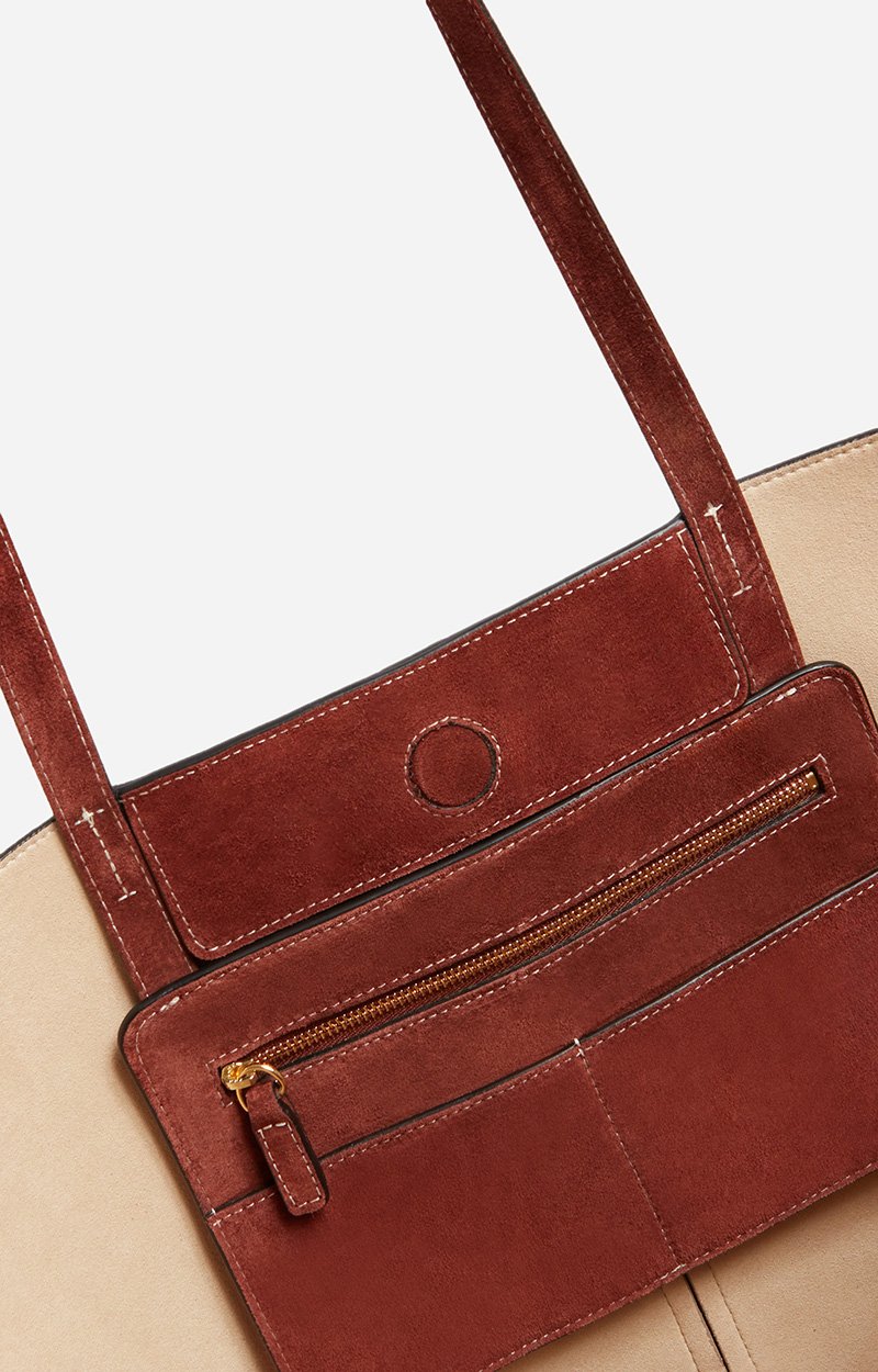 Large Calf Leather Daily Tote 100% Cowhide Leather COGNAC Vanessa Bruno
