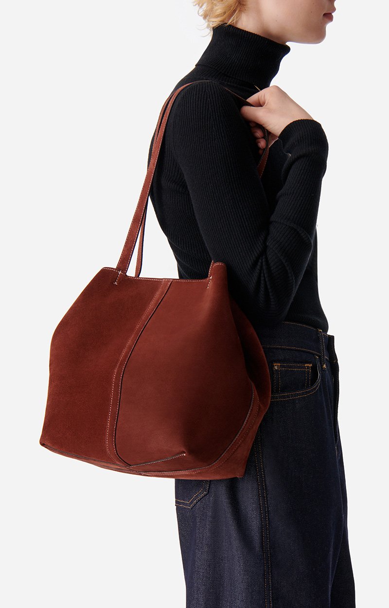 Small Calf Leather Daily Tote 100% Cow Leather COGNAC Vanessa Bruno