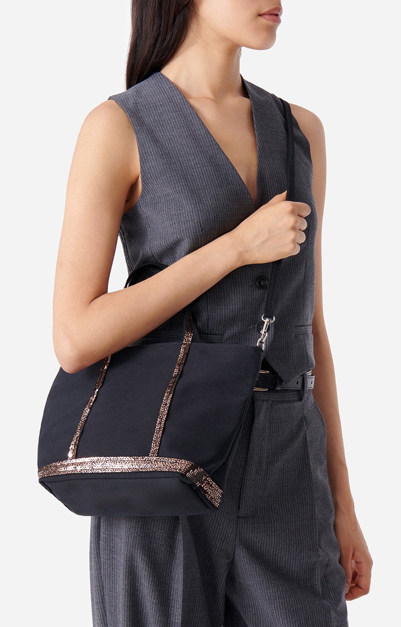 Canvas S Cabas Tote Carried by hand or on the shoulder Black / HAZELNUT Vanessa Bruno
