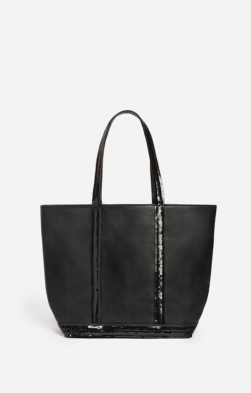 Leather M Zipped Cabas Tote Shoulder carry, zip closure Black Vanessa Bruno