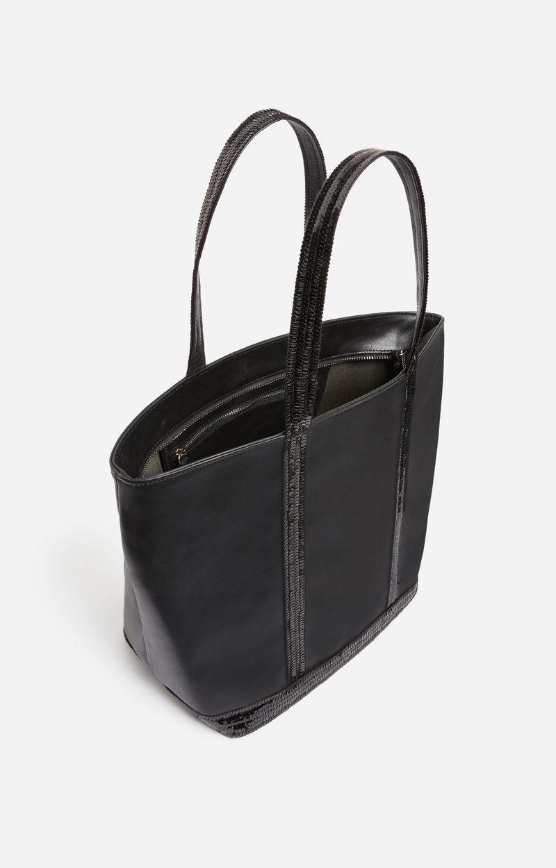 Leather M Zipped Cabas Tote Shoulder carry, zip closure Black Vanessa Bruno