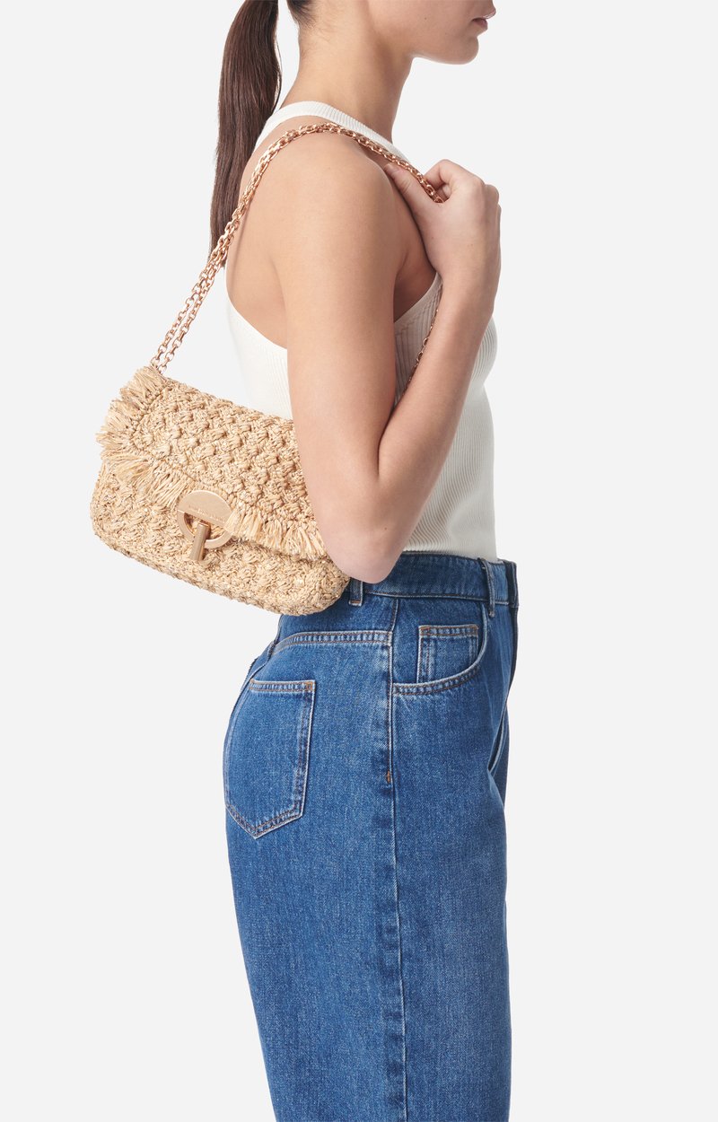 Medium Raffia & Sequins Moon Bag Made in Madagascar Natural Vanessa Bruno