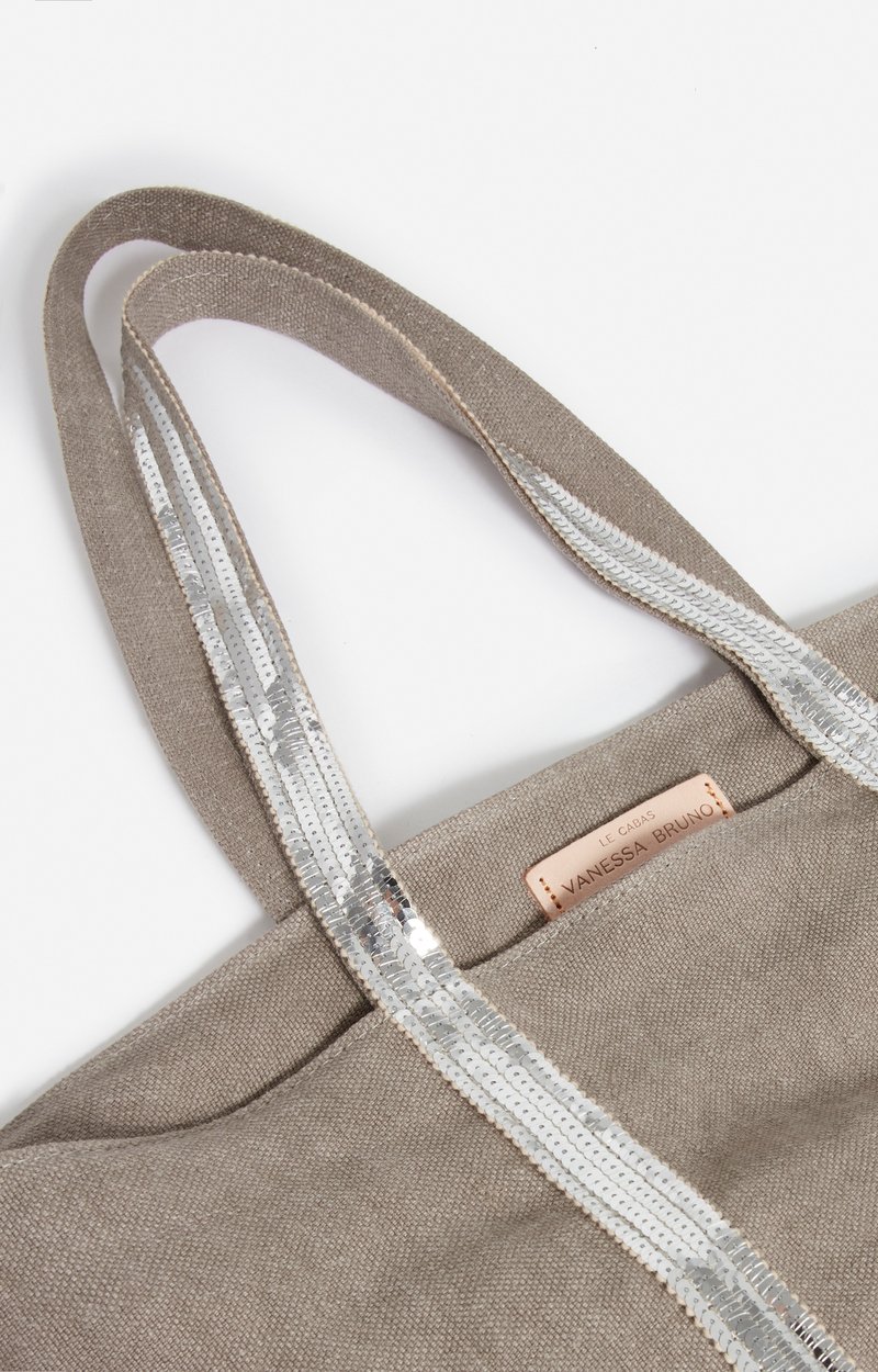 Linen M Zipped Cabas Tote Shoulder carry, zip closure LIMESTONE Vanessa Bruno