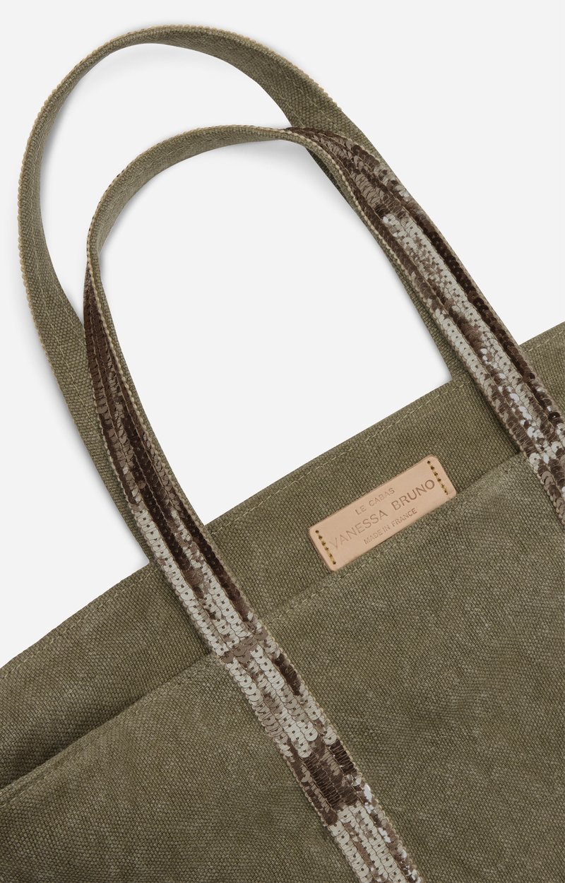 Linen M Zipped Cabas Tote Shoulder carry, zip closure KHAKI Vanessa Bruno
