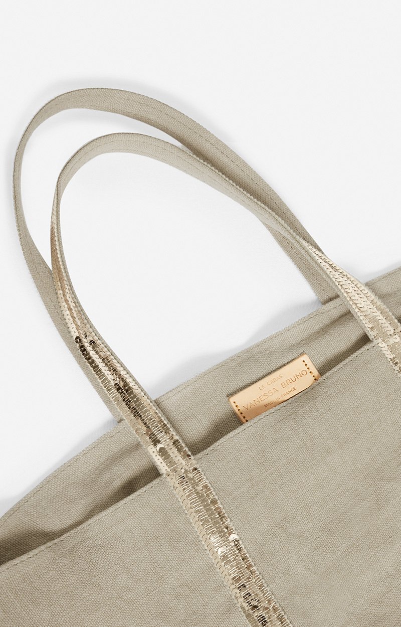 Linen M Zipped Cabas Tote Shoulder carry, zip closure SAND Vanessa Bruno