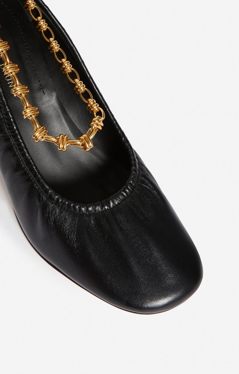 Leather Pumps With Gold Chain Made in Spain Black Vanessa Bruno