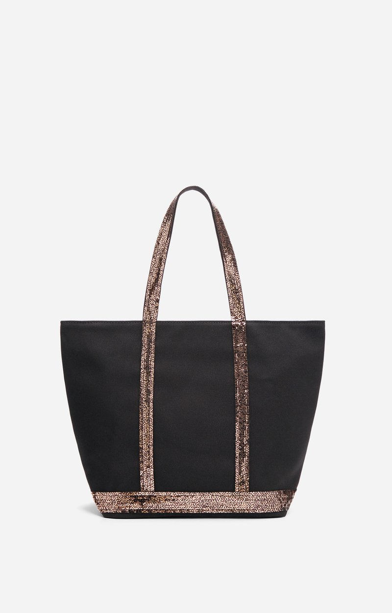 Canvas M Zipped Cabas Tote Shoulder bag with zip closure Black / HAZELNUT Vanessa Bruno