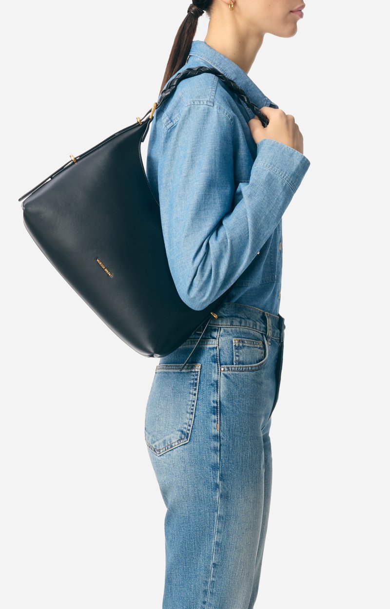 Small Jess Leather Hobo Bag Cowhide leather, made in Italy Black Vanessa Bruno