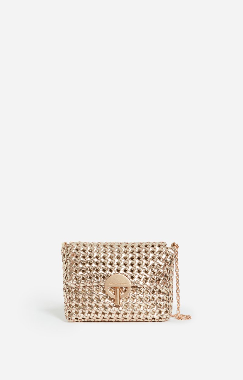 Medium Moon Bag in Braided Leather, Openwork buffalo leather