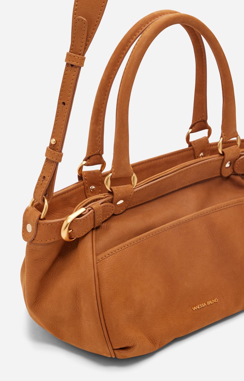 Small Nubuck Leather Lune Bag Lightly grained nubuck cowhide leather COGNAC Vanessa Bruno