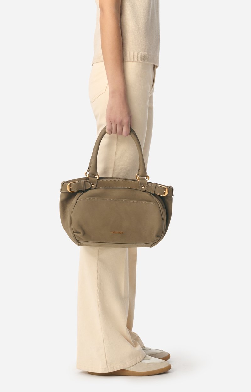 Small Nubuck Leather Lune Bag Lightly grained nubuck cowhide leather ELEPHANT Vanessa Bruno