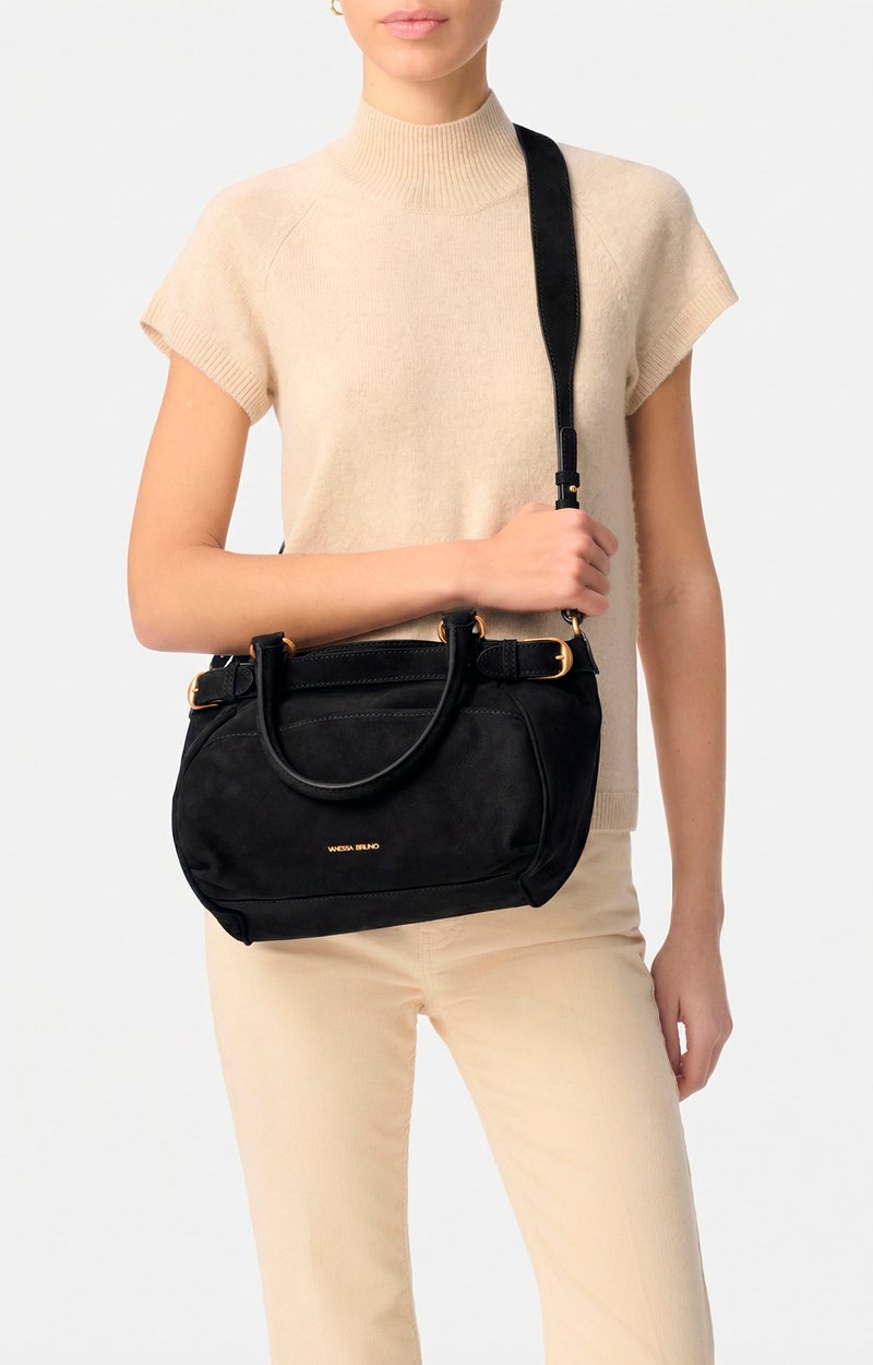 Small Nubuck Leather Lune Bag Lightly grained nubuck cowhide leather Black Vanessa Bruno