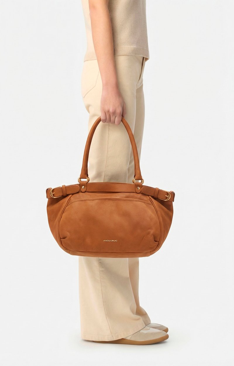 Large Nubuck Leather Lune Bag Lightly grained nubuck cowhide leather COGNAC Vanessa Bruno