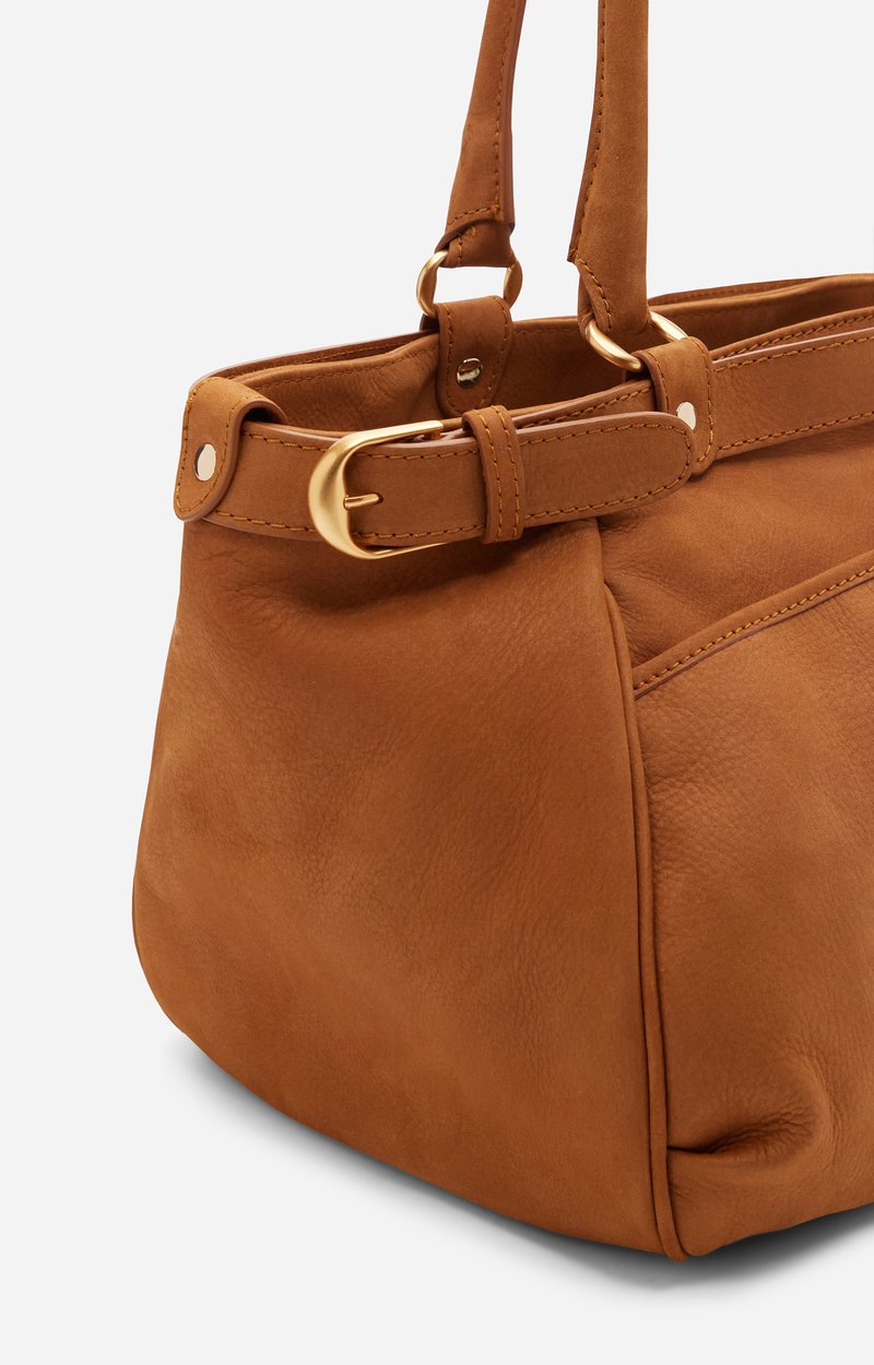 Large Nubuck Leather Lune Bag Lightly grained nubuck cowhide leather COGNAC Vanessa Bruno