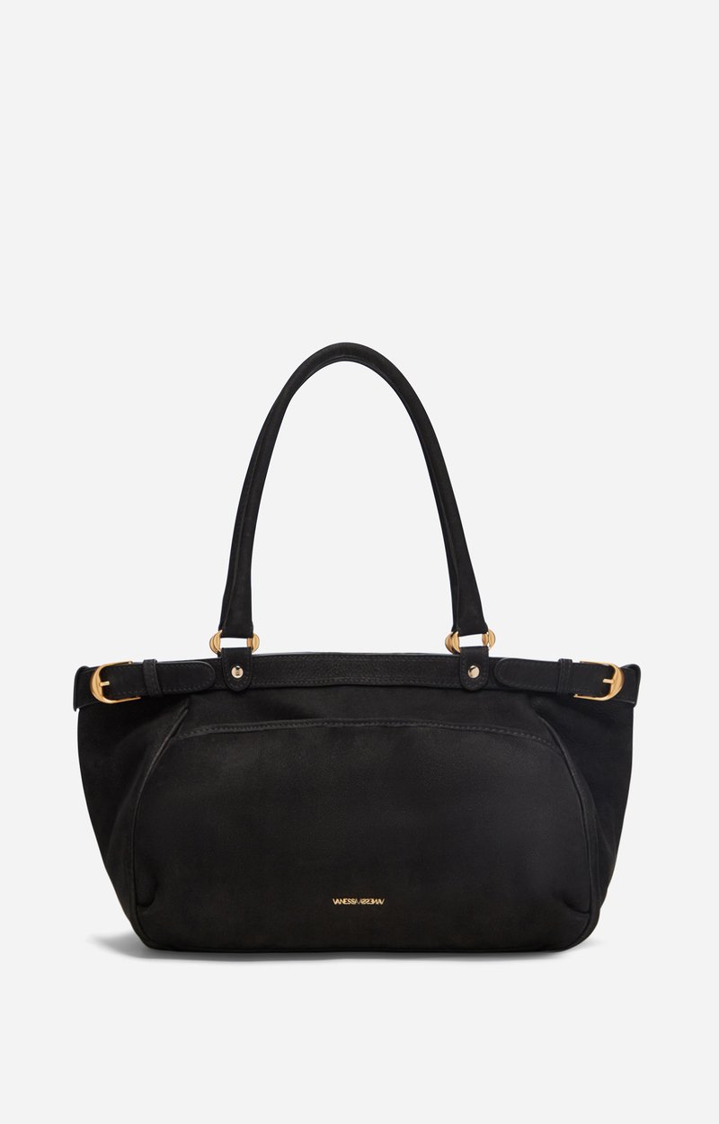 Large Nubuck Leather Lune Bag Lightly grained nubuck cowhide leather Black Vanessa Bruno