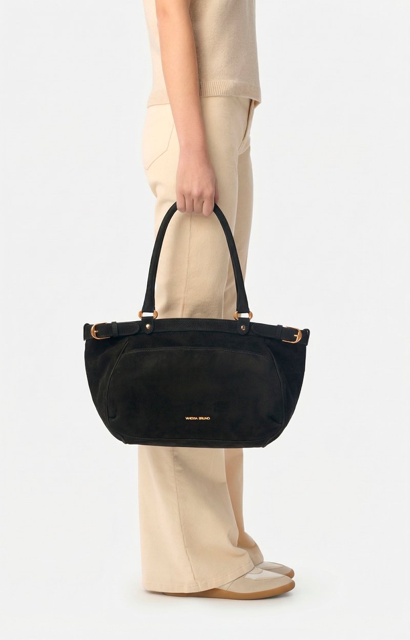 Large Nubuck Leather Lune Bag Lightly grained nubuck cowhide leather Black Vanessa Bruno