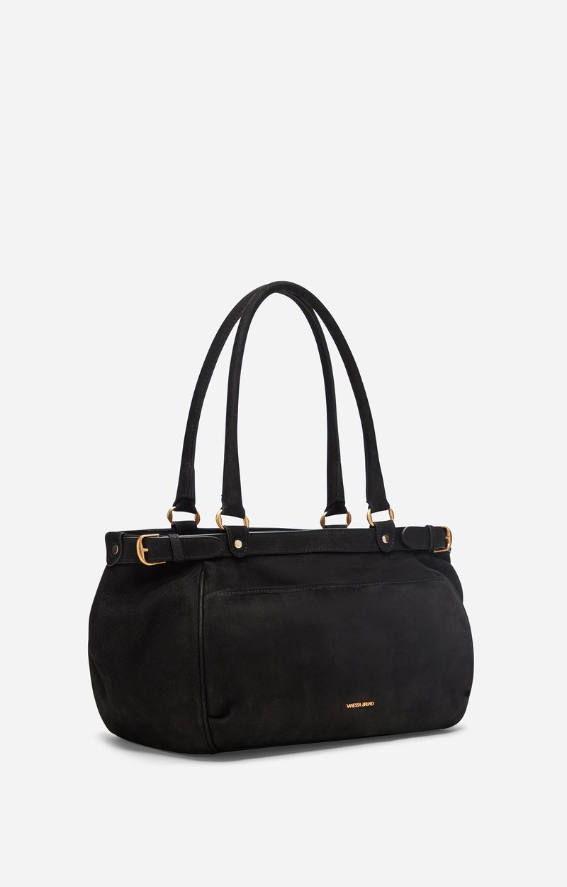 Large Nubuck Leather Lune Bag Lightly grained nubuck cowhide leather Black Vanessa Bruno