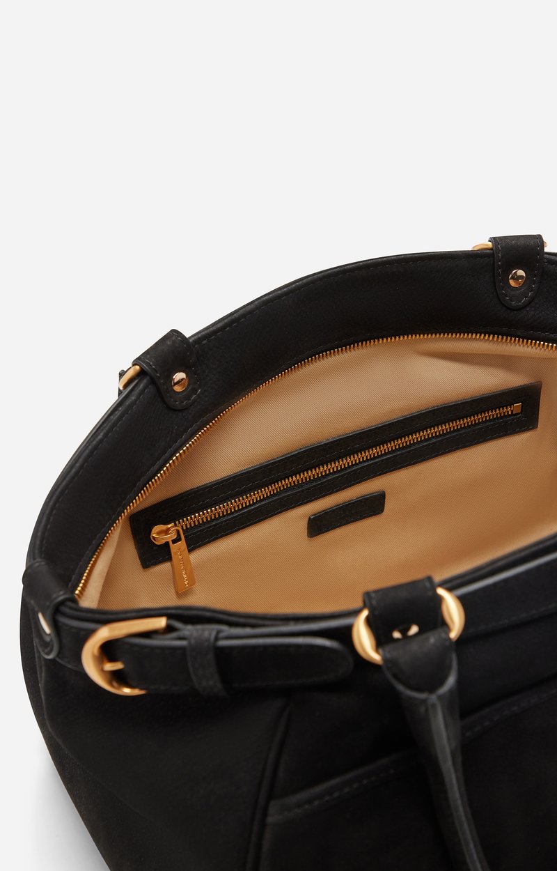 Large Nubuck Leather Lune Bag Lightly grained nubuck cowhide leather Black Vanessa Bruno