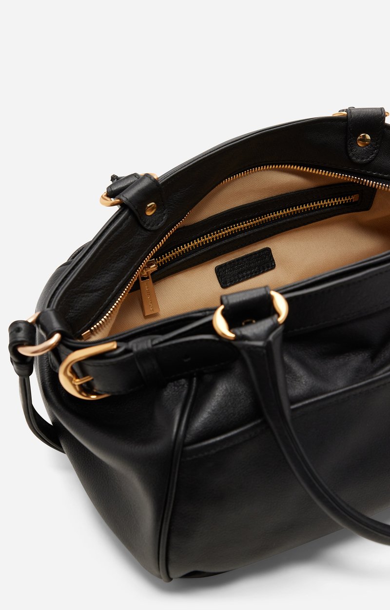 Small Leather Lune Bag Lightly grained cowhide leather Black Vanessa Bruno