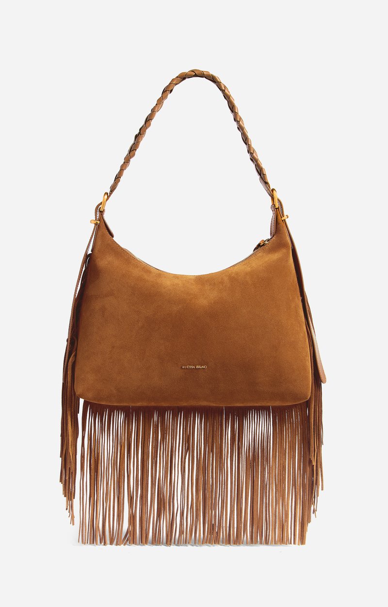 Small Calf Leather Jess Hobo Bag, Cowhide leather, made in Italy