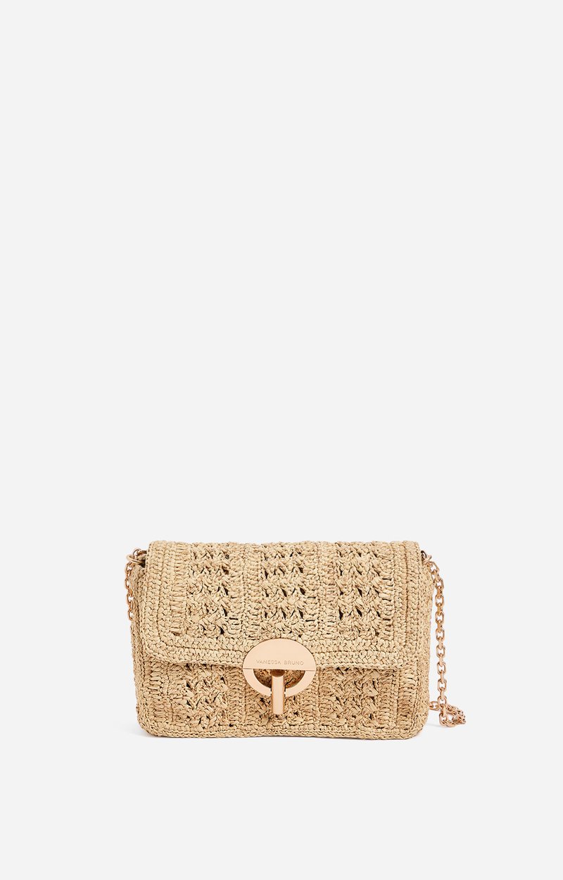 Medium Raffia Lurex Moon Bag Made in Madagascar Copper Vanessa Bruno