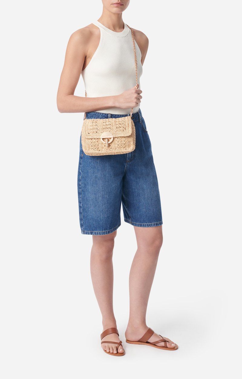 Medium Raffia Lurex Moon Bag Made in Madagascar Copper Vanessa Bruno