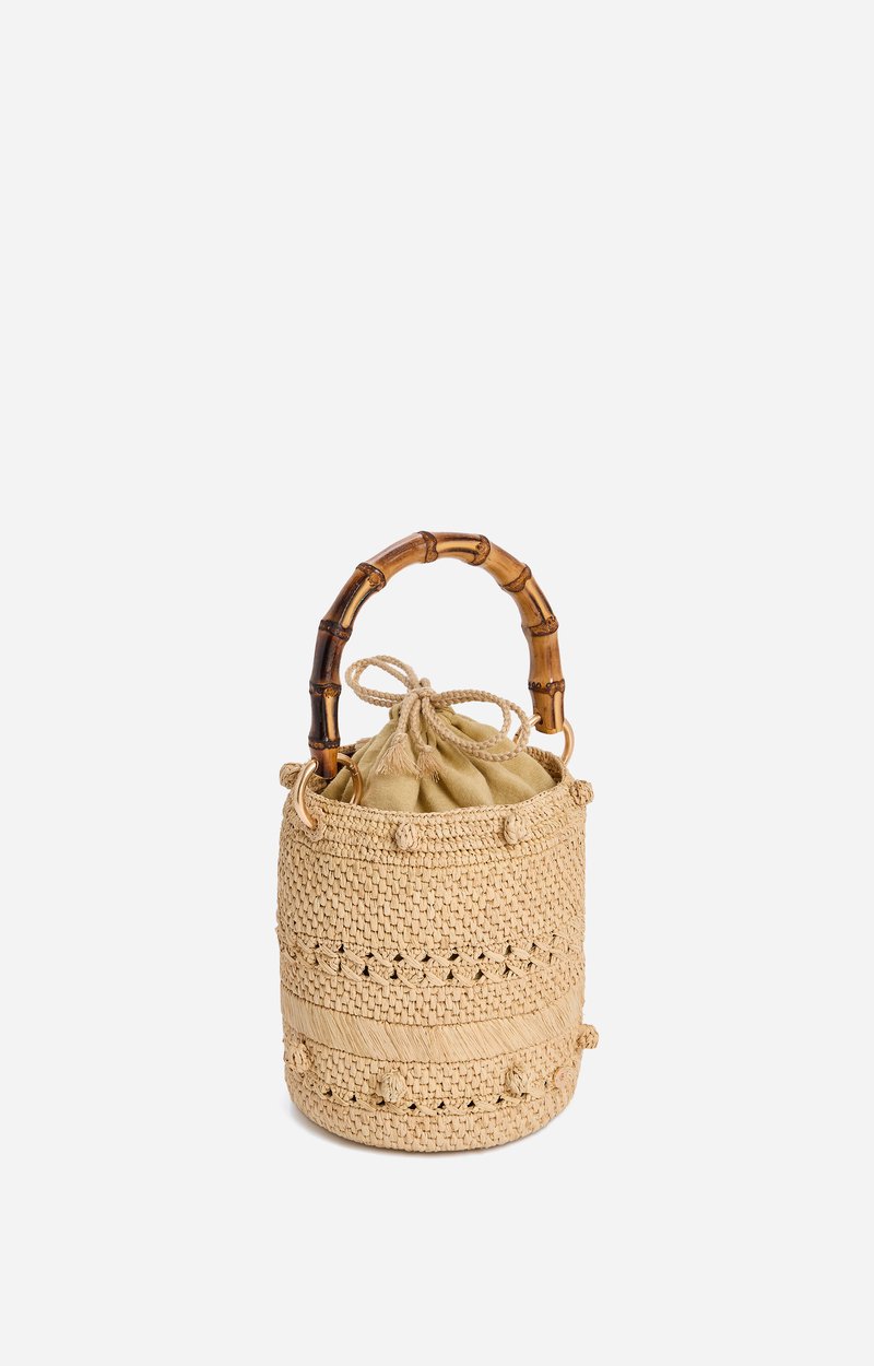 Small Bucket Bag Raffia With Bamboo Handles Natural Vanessa Bruno